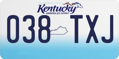 KY license plate 038TXJ