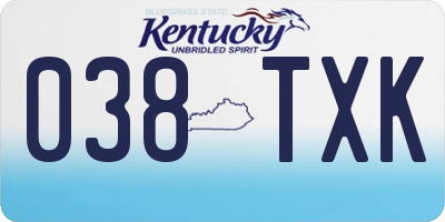 KY license plate 038TXK