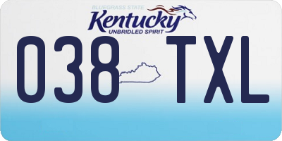 KY license plate 038TXL