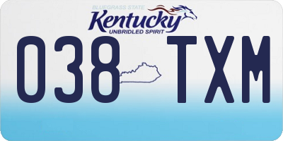 KY license plate 038TXM