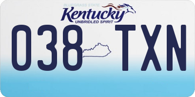 KY license plate 038TXN