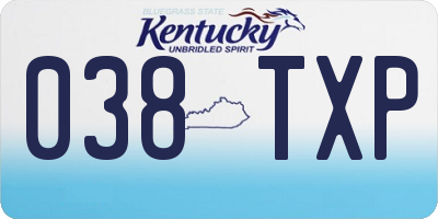 KY license plate 038TXP