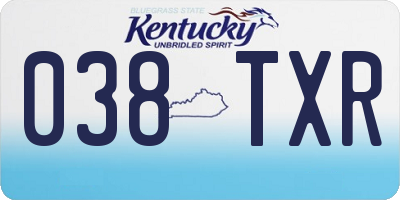 KY license plate 038TXR