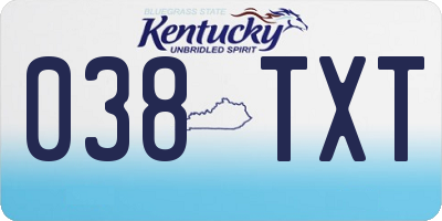 KY license plate 038TXT
