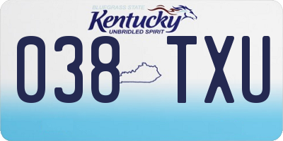 KY license plate 038TXU