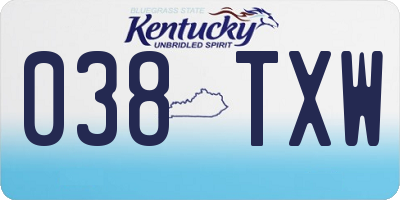 KY license plate 038TXW