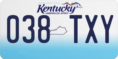 KY license plate 038TXY