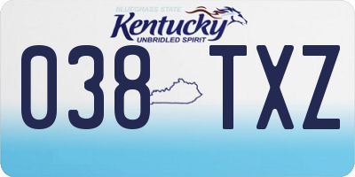KY license plate 038TXZ