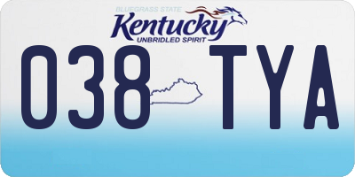 KY license plate 038TYA