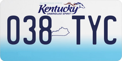KY license plate 038TYC