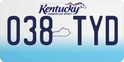 KY license plate 038TYD