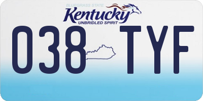 KY license plate 038TYF