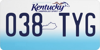KY license plate 038TYG