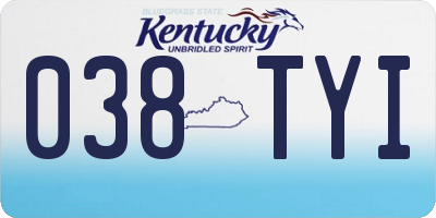 KY license plate 038TYI