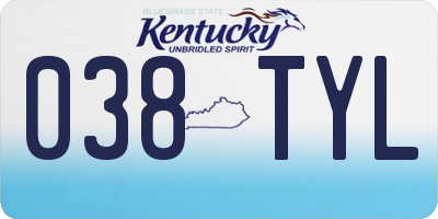 KY license plate 038TYL