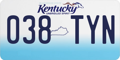 KY license plate 038TYN