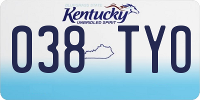 KY license plate 038TYO