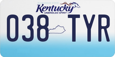 KY license plate 038TYR