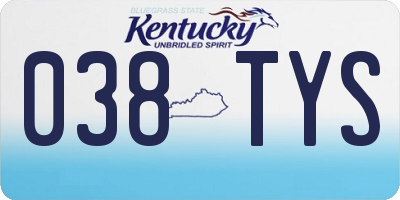 KY license plate 038TYS