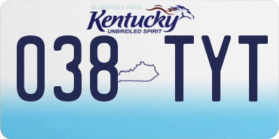 KY license plate 038TYT