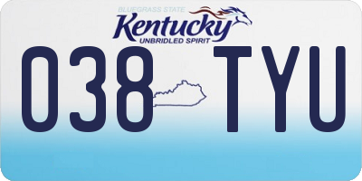 KY license plate 038TYU