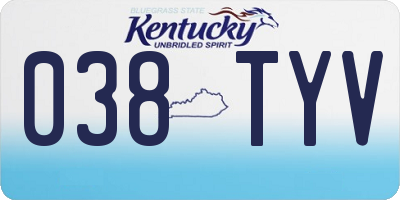 KY license plate 038TYV