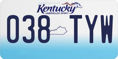 KY license plate 038TYW