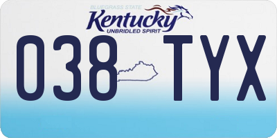 KY license plate 038TYX
