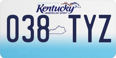 KY license plate 038TYZ