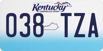 KY license plate 038TZA