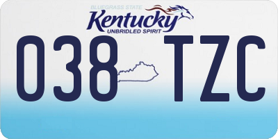 KY license plate 038TZC