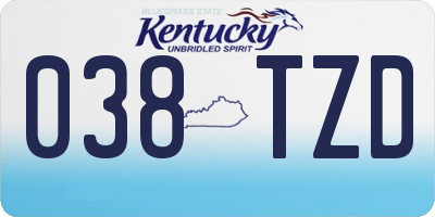 KY license plate 038TZD