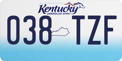 KY license plate 038TZF