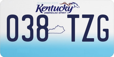 KY license plate 038TZG