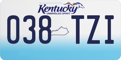 KY license plate 038TZI