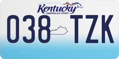 KY license plate 038TZK