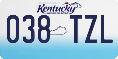 KY license plate 038TZL