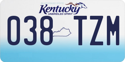 KY license plate 038TZM