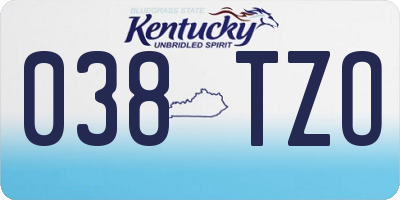KY license plate 038TZO