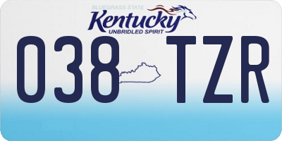 KY license plate 038TZR