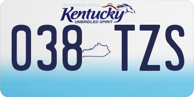 KY license plate 038TZS