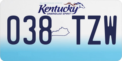 KY license plate 038TZW