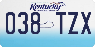 KY license plate 038TZX