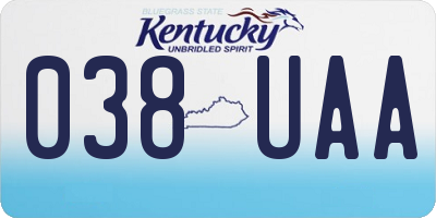 KY license plate 038UAA