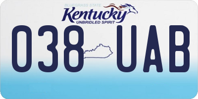 KY license plate 038UAB