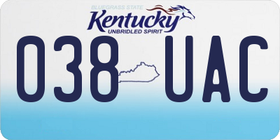 KY license plate 038UAC