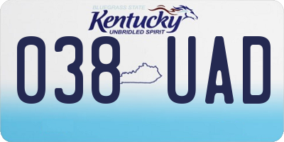 KY license plate 038UAD