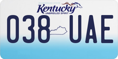 KY license plate 038UAE