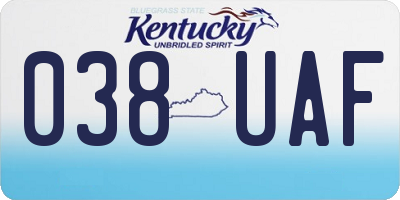 KY license plate 038UAF
