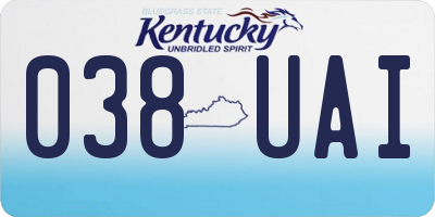KY license plate 038UAI